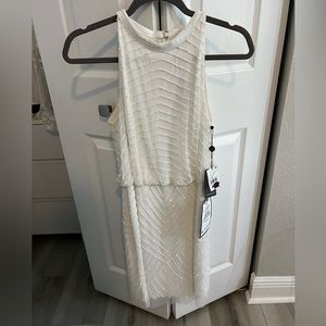 Adrianna Papell Haltered Beaded Cocktail Dress